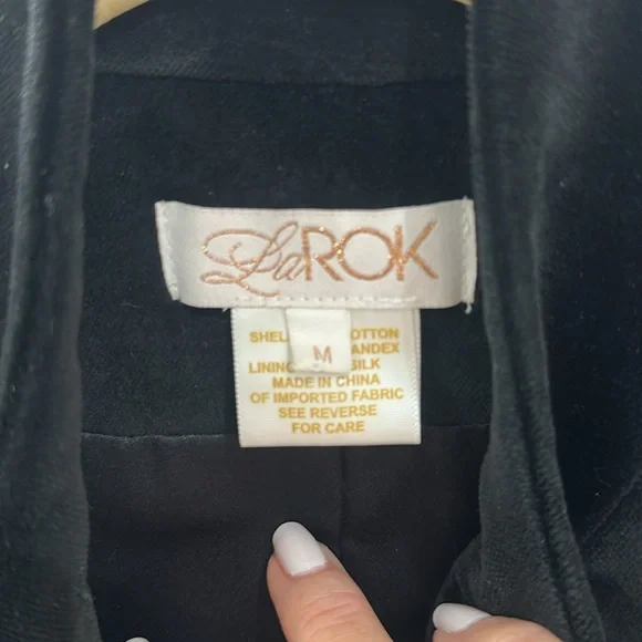 LaRok Black Velvet Double Breasted Blazer Size Medium - Picture 3 of 3